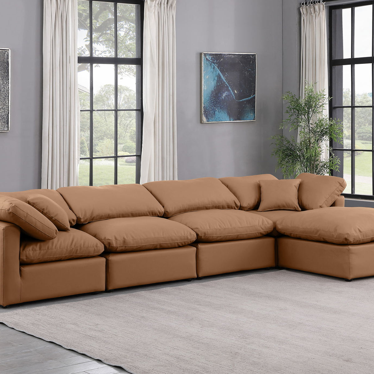 Indulge - Faux Leather 5 Piece Modular Sectional With Chaise