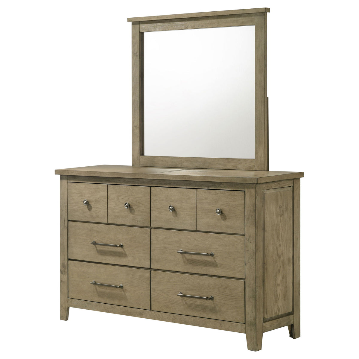Pelton - 6 Drawer Dresser With Mirror - Oak