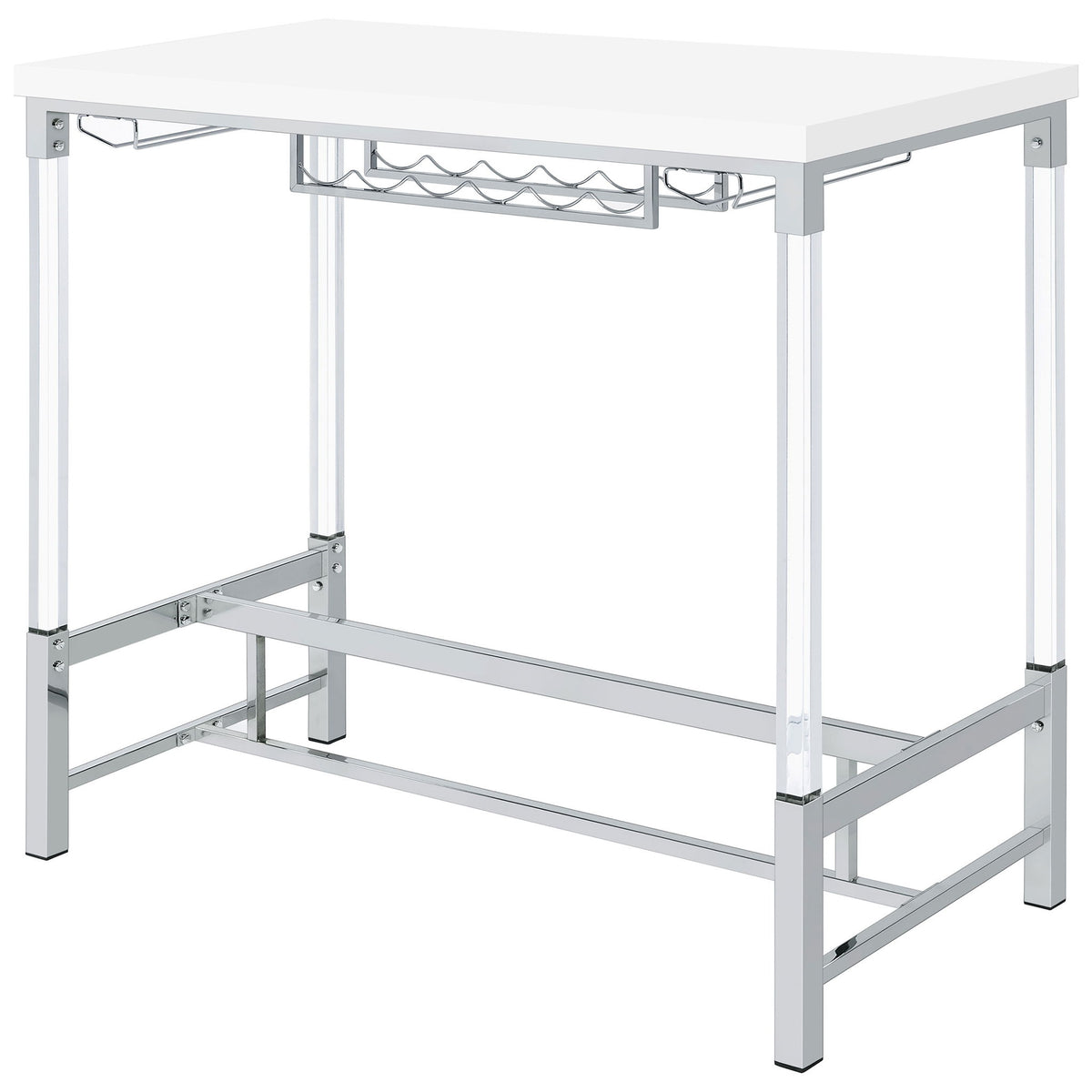 Tonneson - Bar Table With Trestle Base And Wine Storage - White