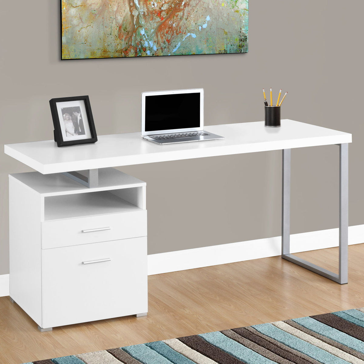 Computer Desk For Home Office, Laptop, Left Right Set - Up, Storage Drawers, Contemporary & Modern