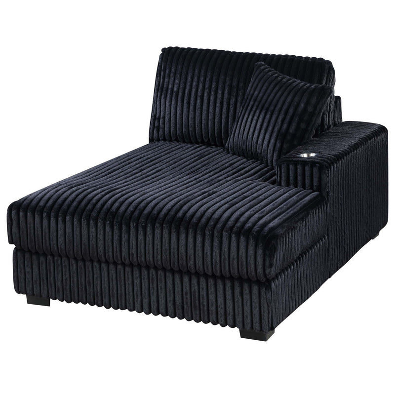 6 Piece Modular U Sectional Sofa Set With USB Cup Holder, Low Leg - Black