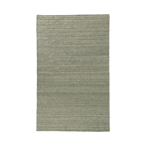 Medium green textured rectangular area rug with subtle horizontal stripe pattern