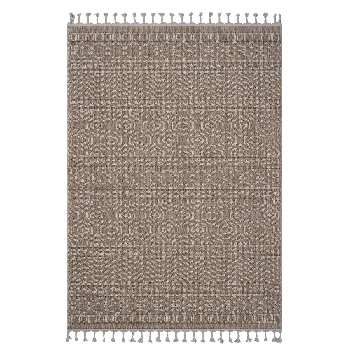 Guros - 6' X 9' Geometric Indoor / Outdoor Area Rug - Mocha