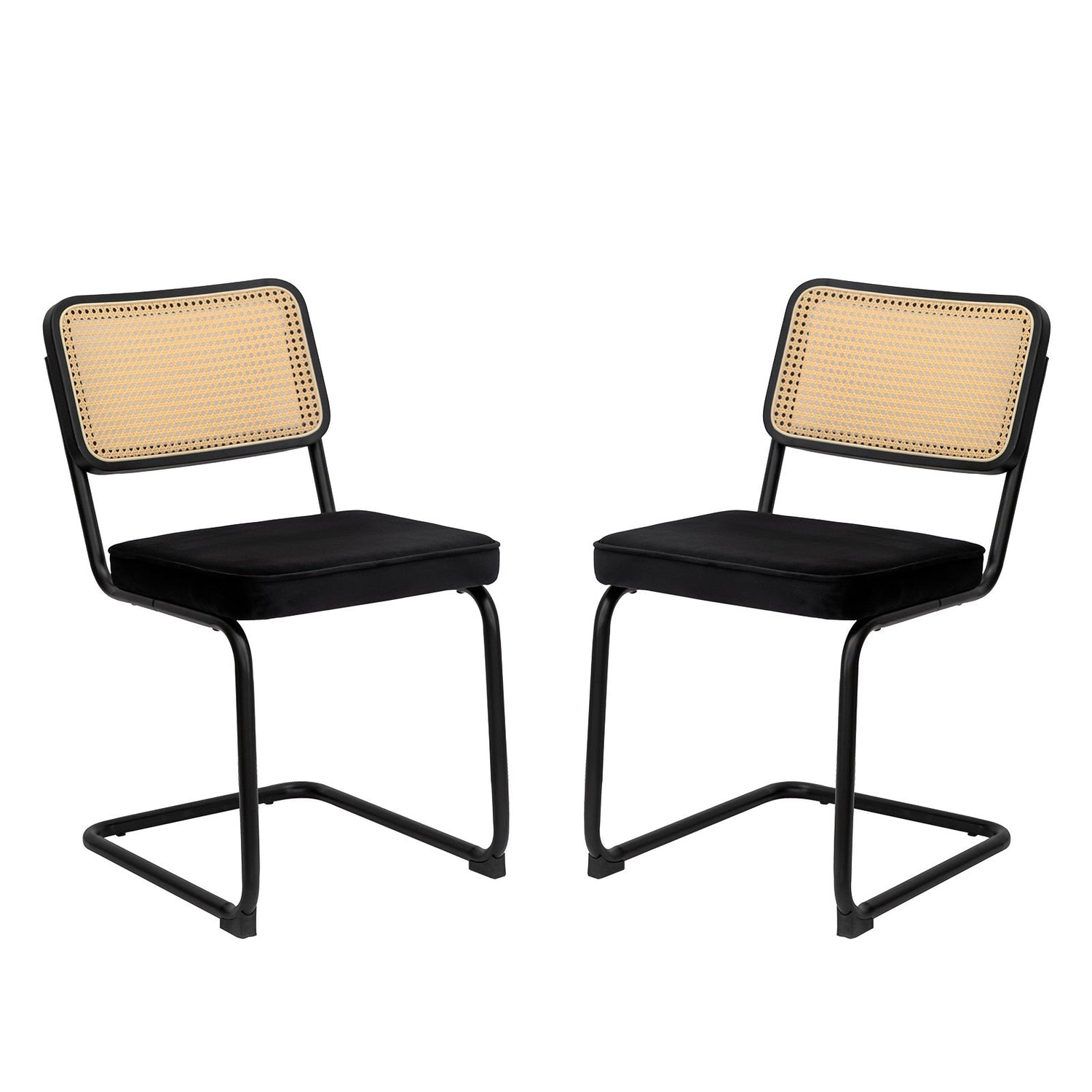 Rattan Side Accent Dining Chairs With Painted Legs (Set of 2)
