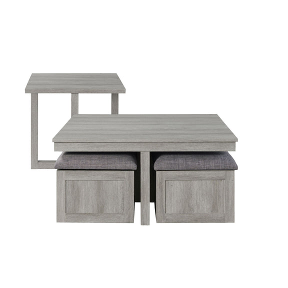 Uster light gray two-piece occasional table set: coffee table and two end tables