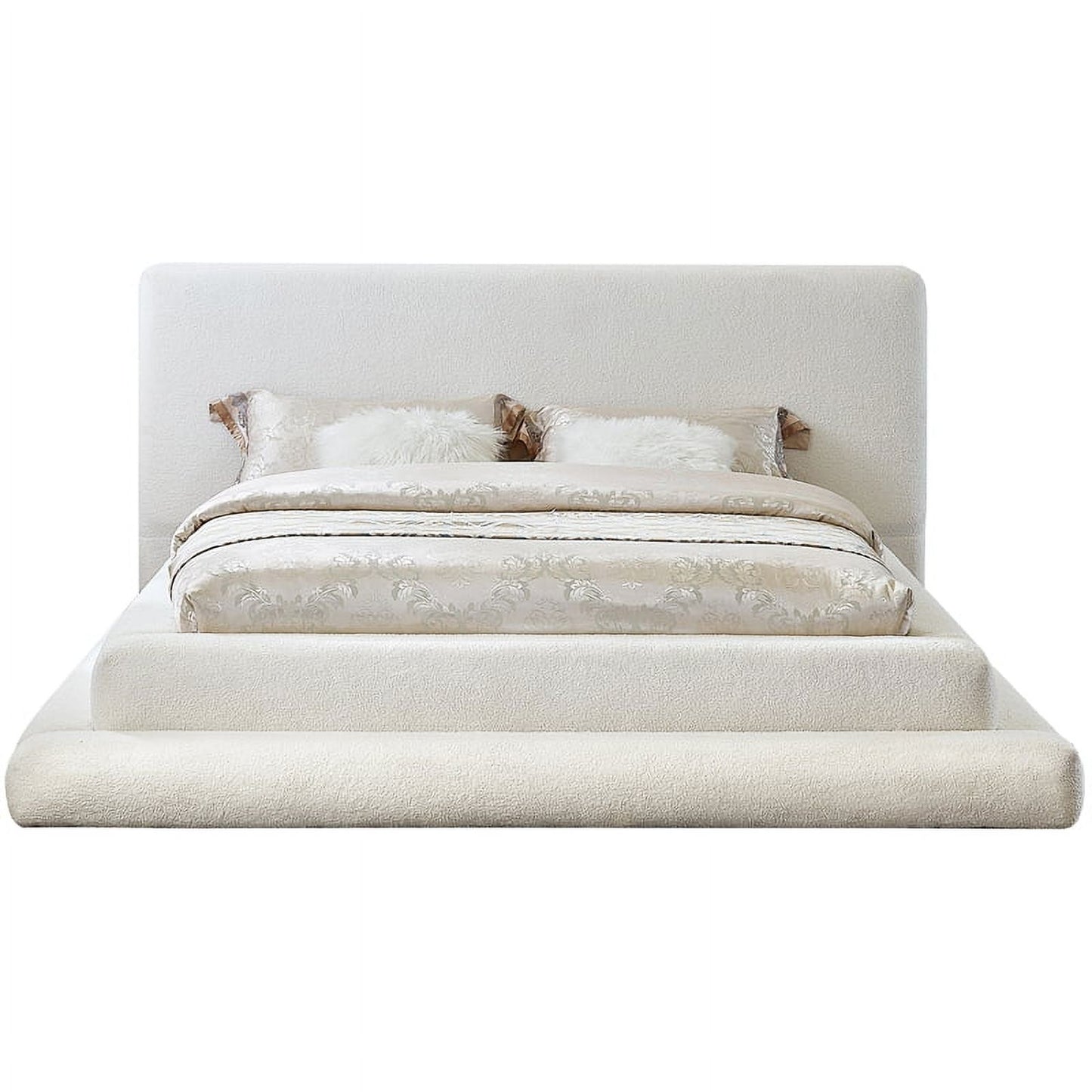 Meridian Furniture Dane Cream Teddy Fabric Bed