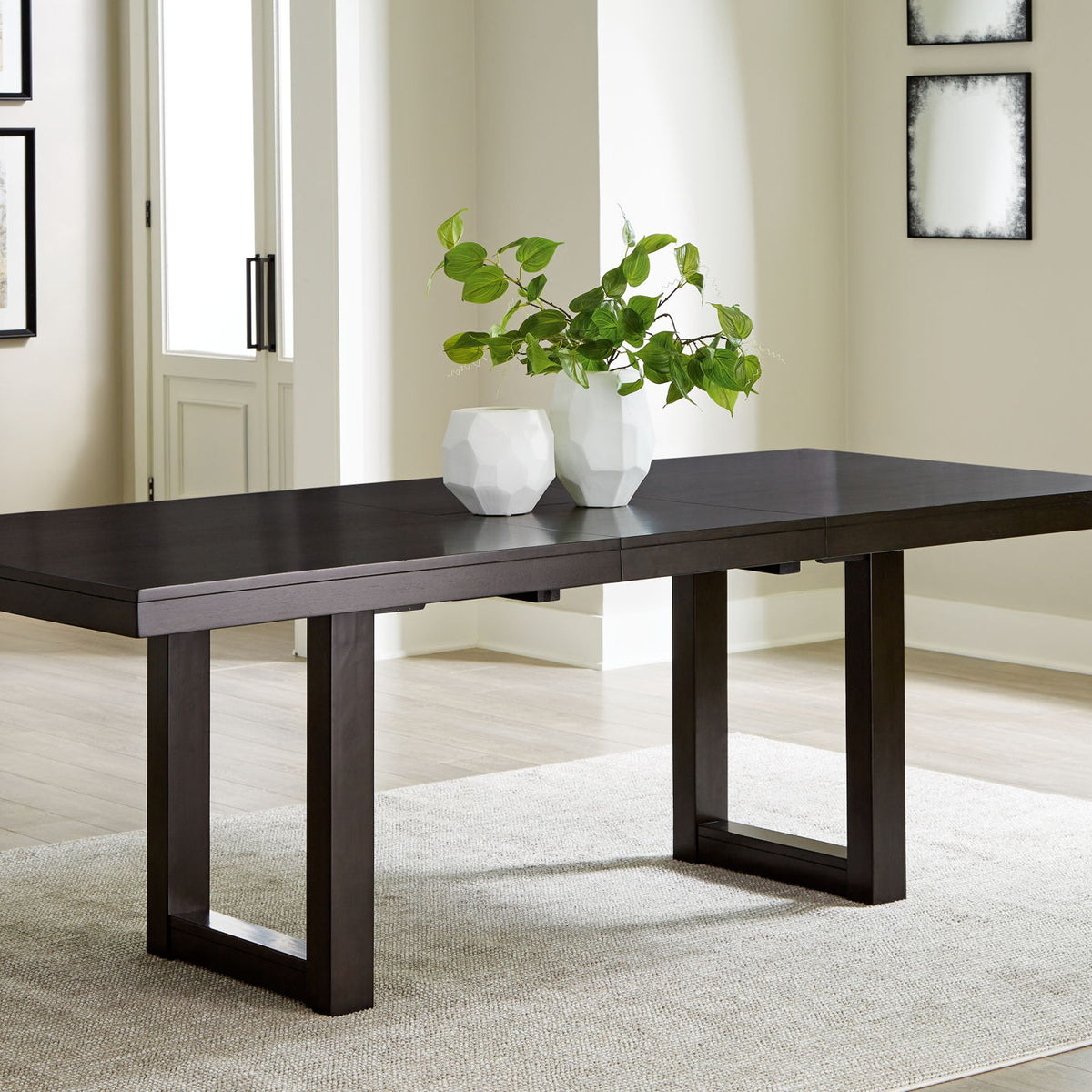 Neymorton - 7 Pc. - Rectangular Extension Table, 6 Side Chairs - Dark Grayish Brown