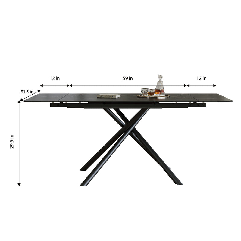 Modern Retractable Sintered Stone Dining Table