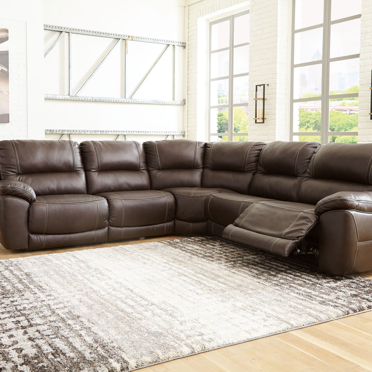 Dunleith - Chocolate - 5-Piece Power Reclining Sectional