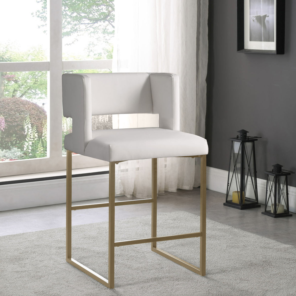 Caleb - Counter Stool with Gold Legs (Set of 2)