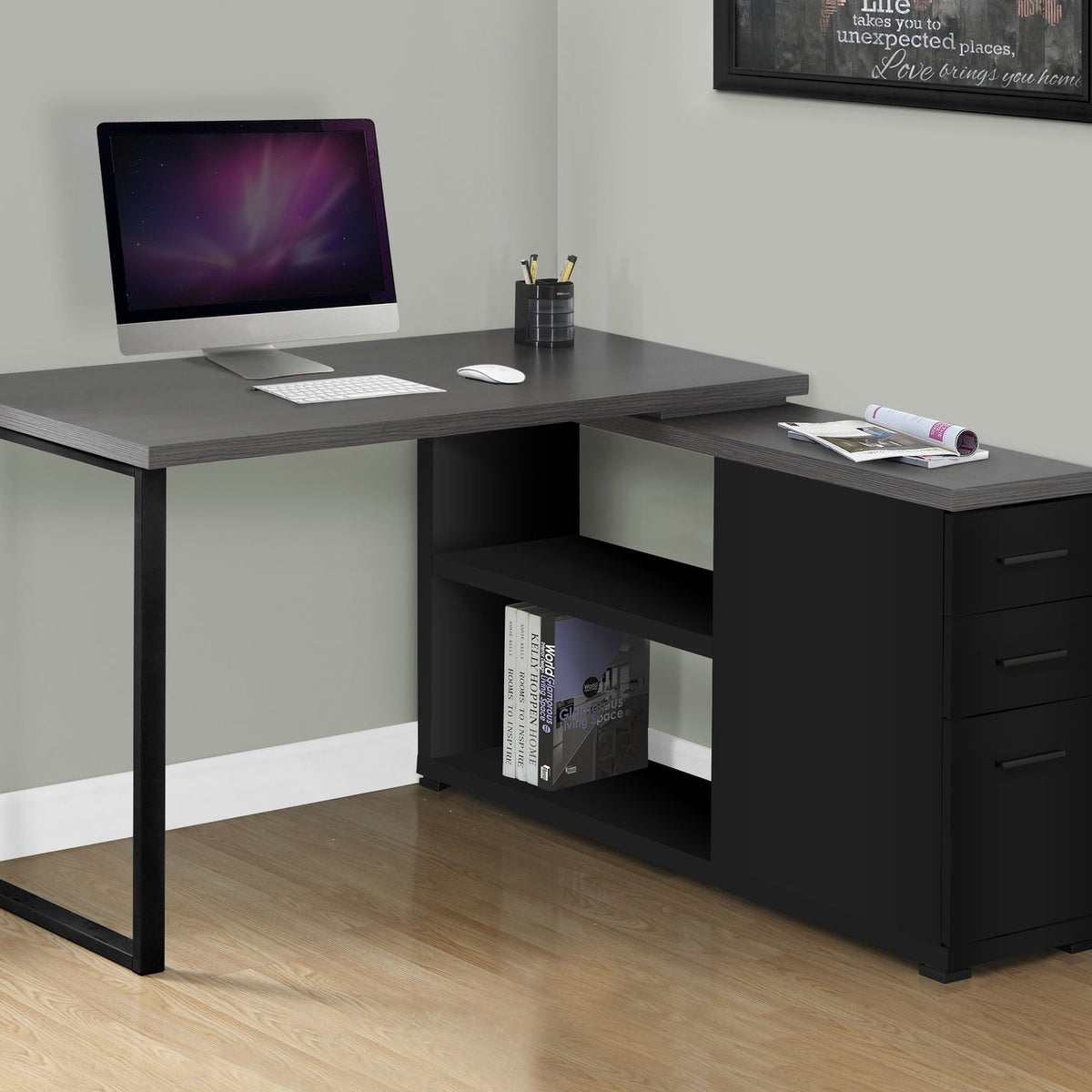 Computer Desk, Home Office, Corner, Left, Right Set - Up, Storage Drawers, L Shape, Laptop, And Contemporary & Modern
