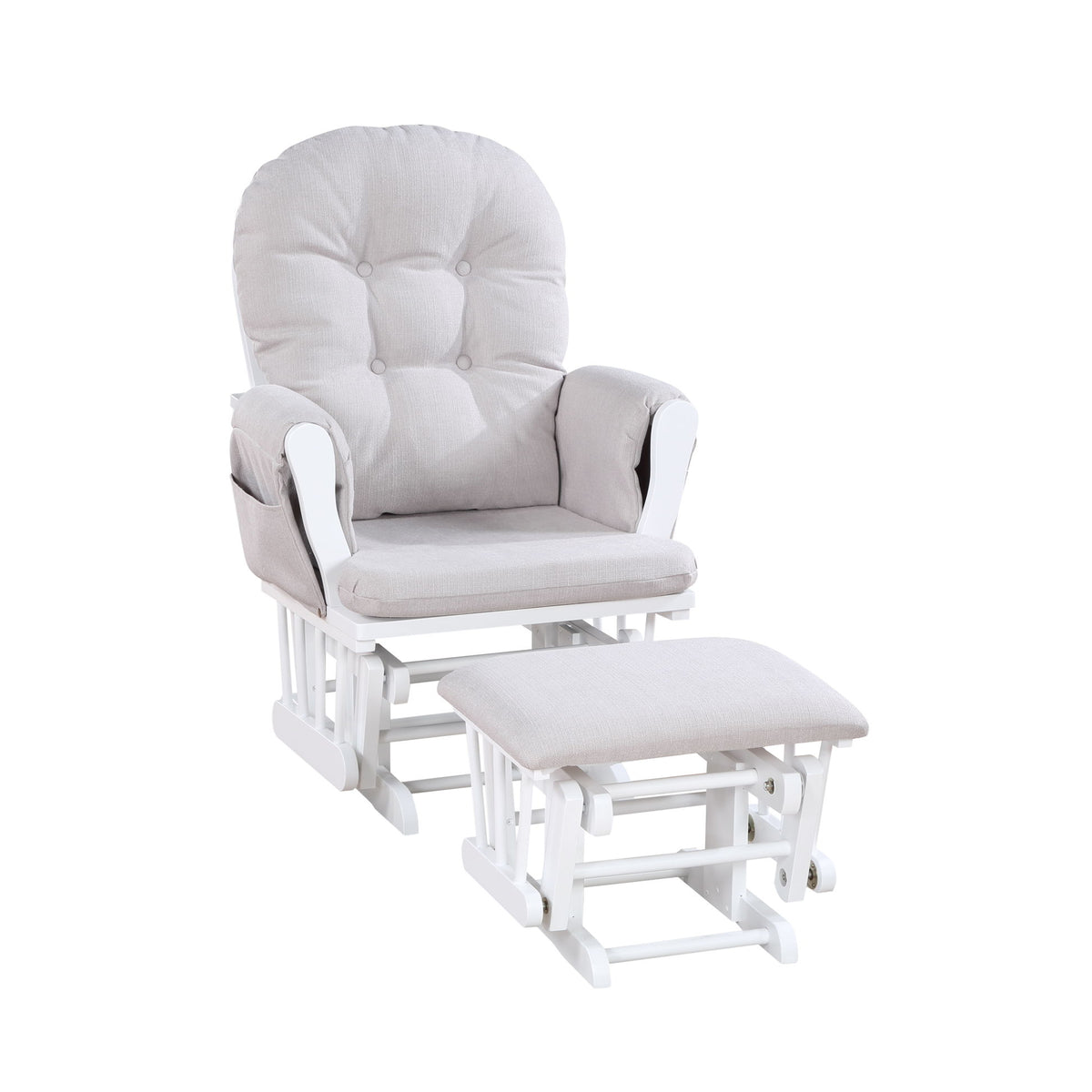 Mason - Glider And Ottoman White Wood