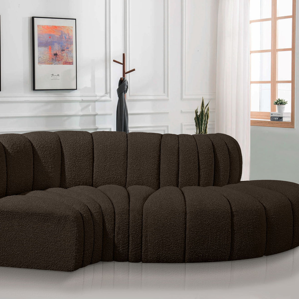 Arc - Boucle Fabric 4 Piece L-Shaped Modular Sofa
