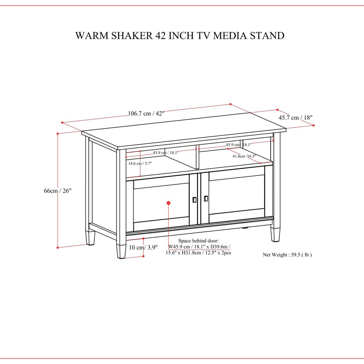 Warm Shaker - TV Media Stand Handcrafted - Brown
