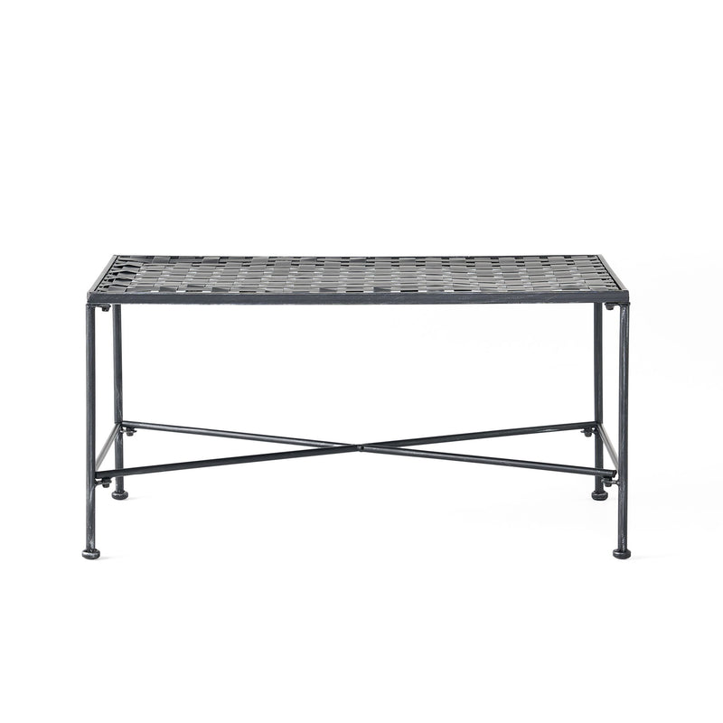 Luna - Outdoor Iron Coffee Table - Black Brush Silver