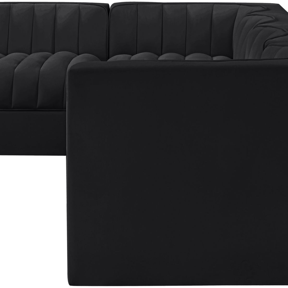Rummi - Velvet Performance Fabric Upholstered 5 Piece Modular Sectional, L-Shaped (Right)