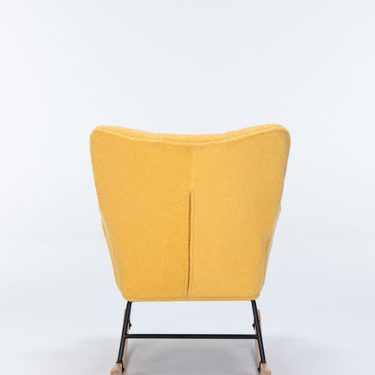 Rocking Chair Nursery, Teddy Upholstered Glider Rocker With High Backrest, Reading Chair Modern Rocking Accent Chairs Glider Recliner For Living Room - Yellow