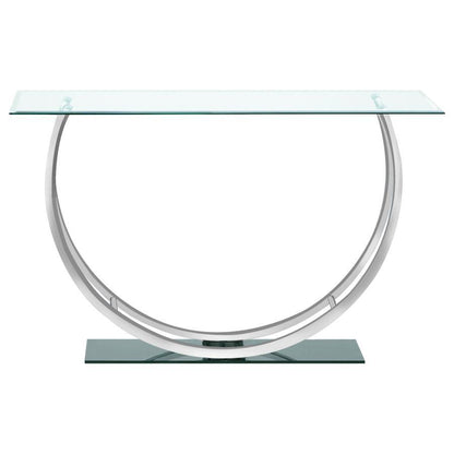 Danville - U-Shaped Glass Top Entryway Console Table - Chrome