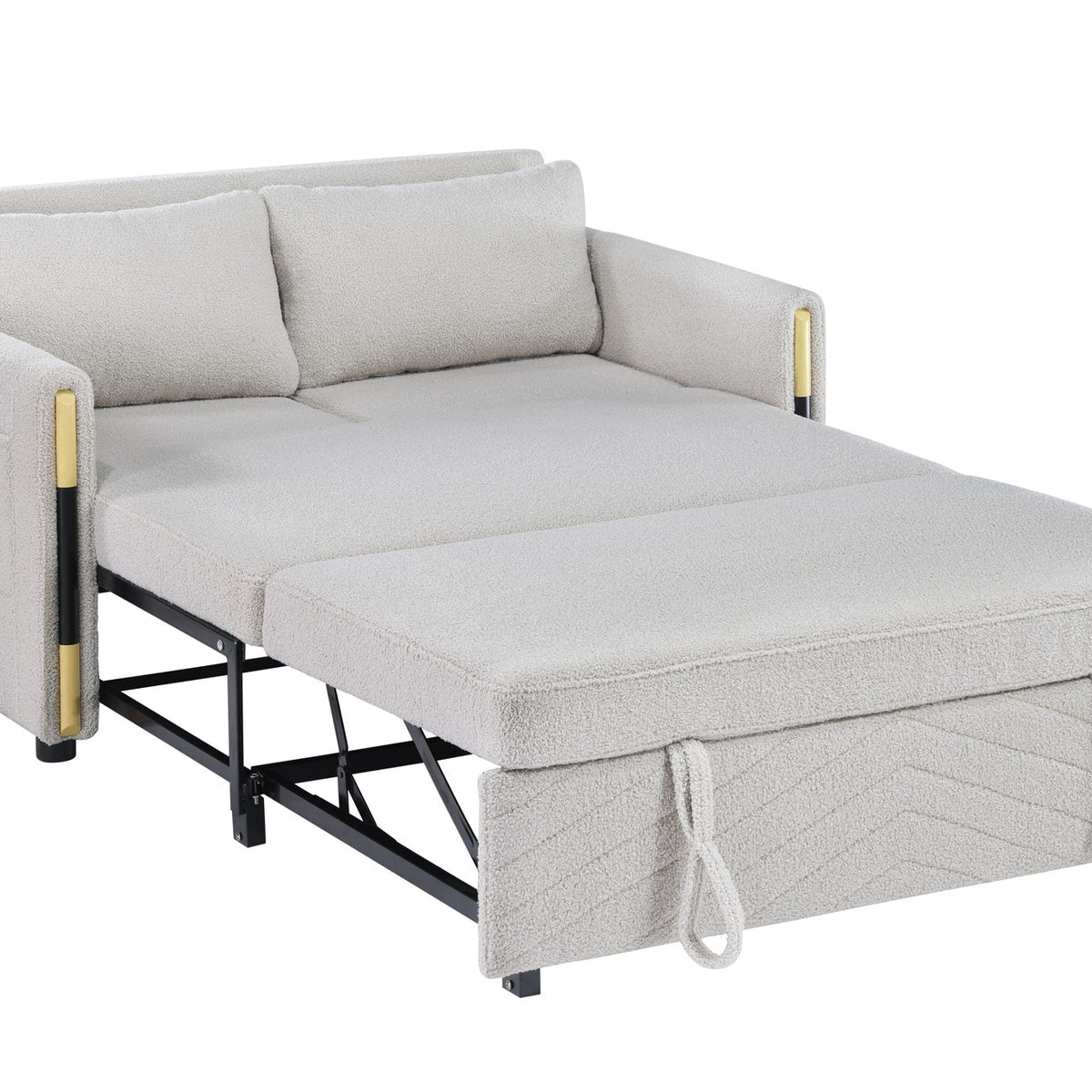 Percy - Teddy Velvet Sleeper Loveseat With Dual-Pull Sleeper Design