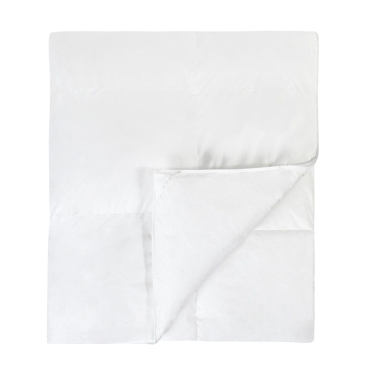 White down-alternative sham insert, folded with interior panel and stitched seams