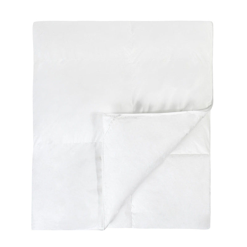 White down-alternative sham insert, folded with interior panel and stitched seams