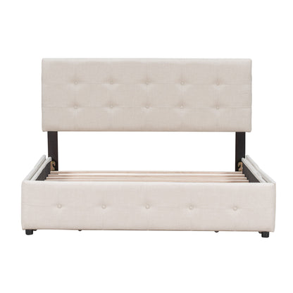 Upholstered Platform Bed With Classic Headboard And Drawers, No Box Spring Needed