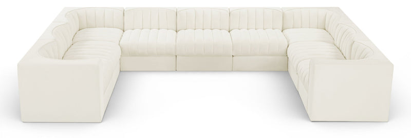 Rummi - Velvet Performance Fabric Upholstered 9 Piece Modular Sectional