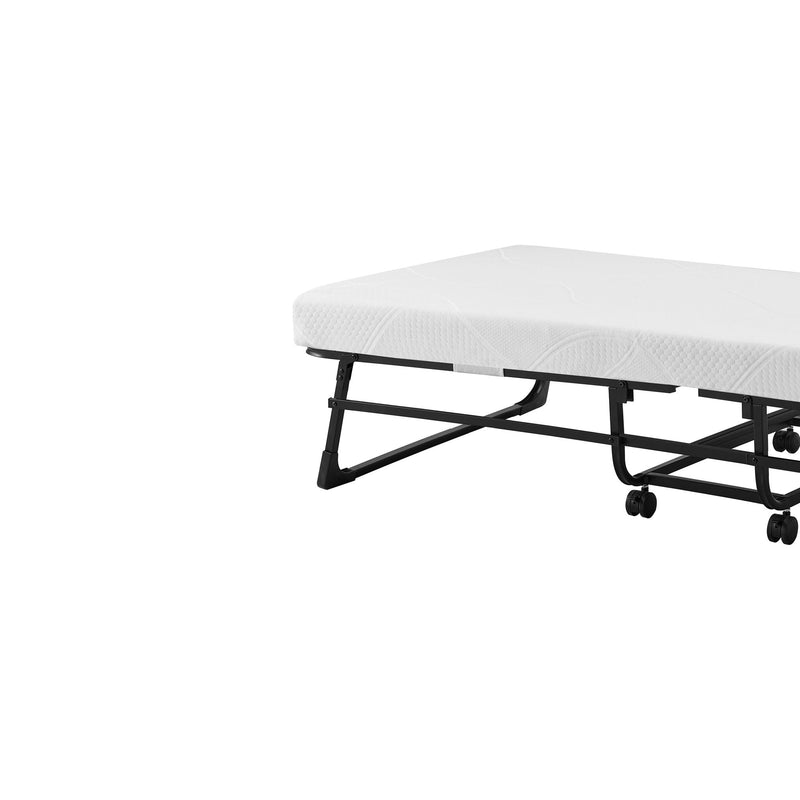 Folding Rollaway Bed With 4" Twin Mattress - White