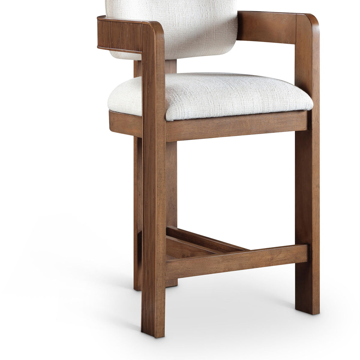 Sacha - Linen Stool With Brown Base