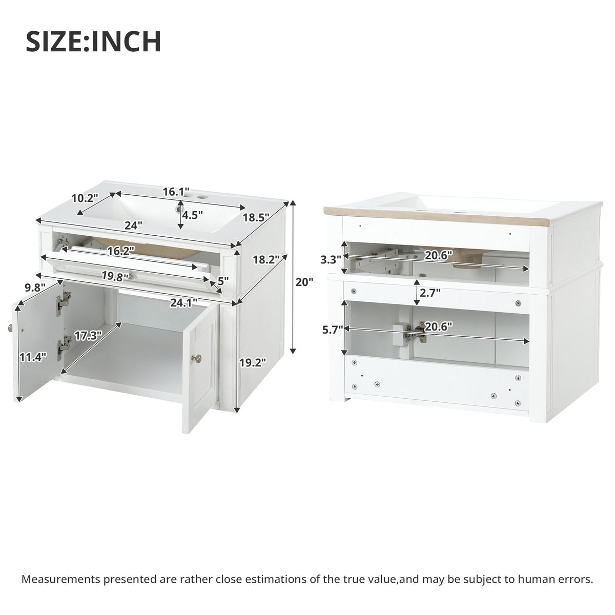 Wall Mounted Bathroom Vanity With Tip Out Drawer And Open Back Design