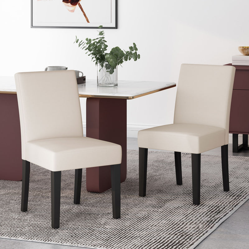 Contemporary Dining Chair With Upholstered Seating And Tapered Legs