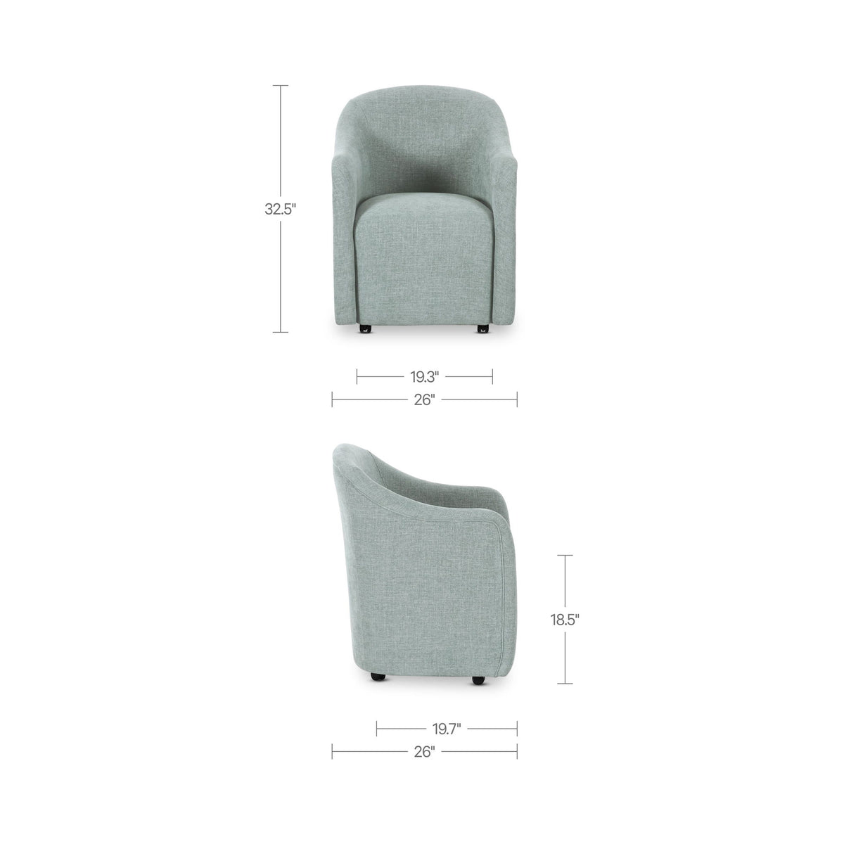 Drava - Rolling Dining Chair - Light Blue