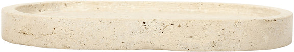 Beige travertine tray with thick side wall and flat top edge