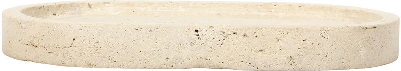 Beige travertine tray with thick side wall and flat top edge