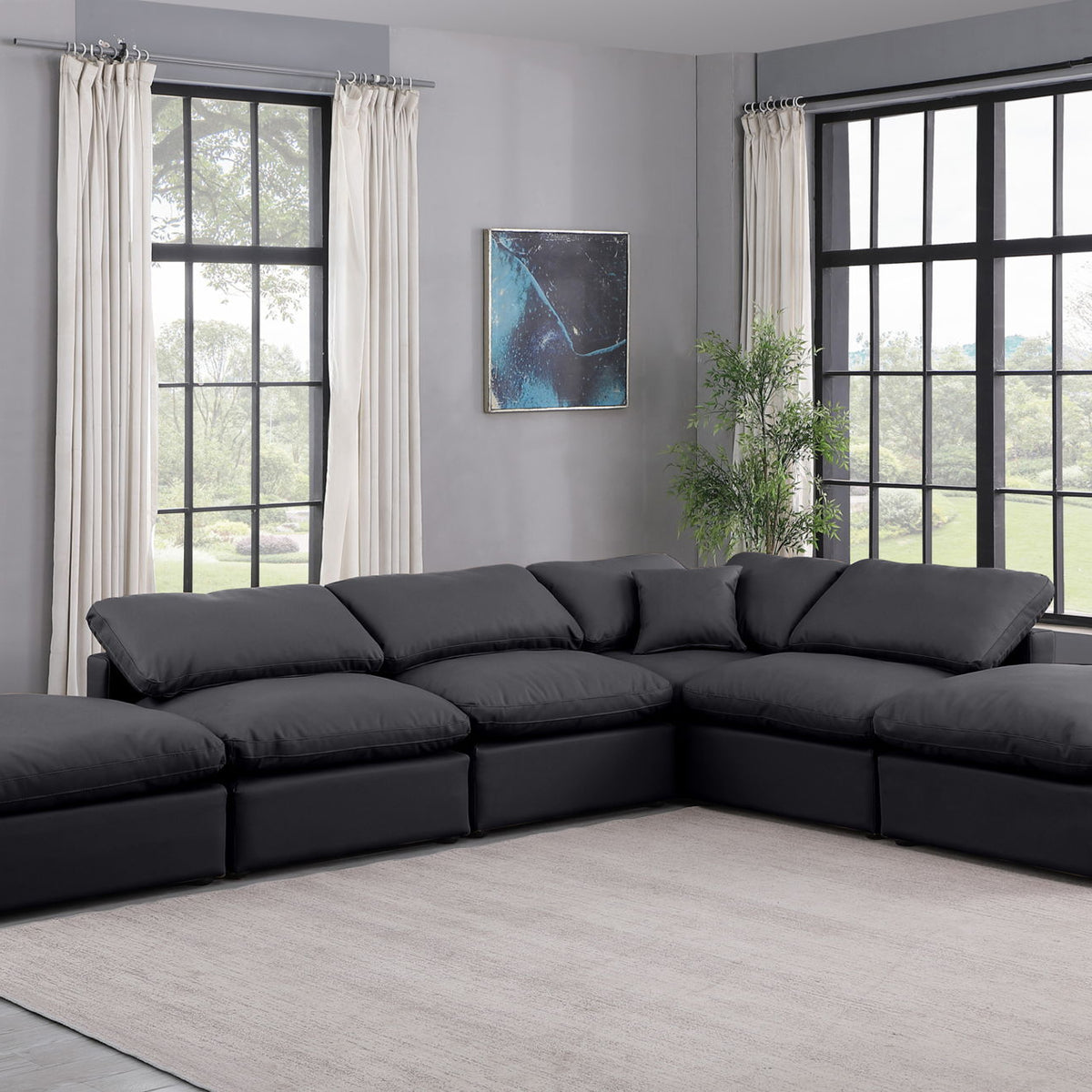 Indulge - Faux Leather 6 Piece Modular Armless Sectional