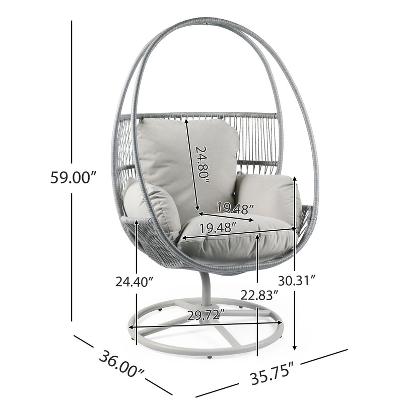 Reno - Outdoor Wicker Swivel Lounge Chair - Light Gray