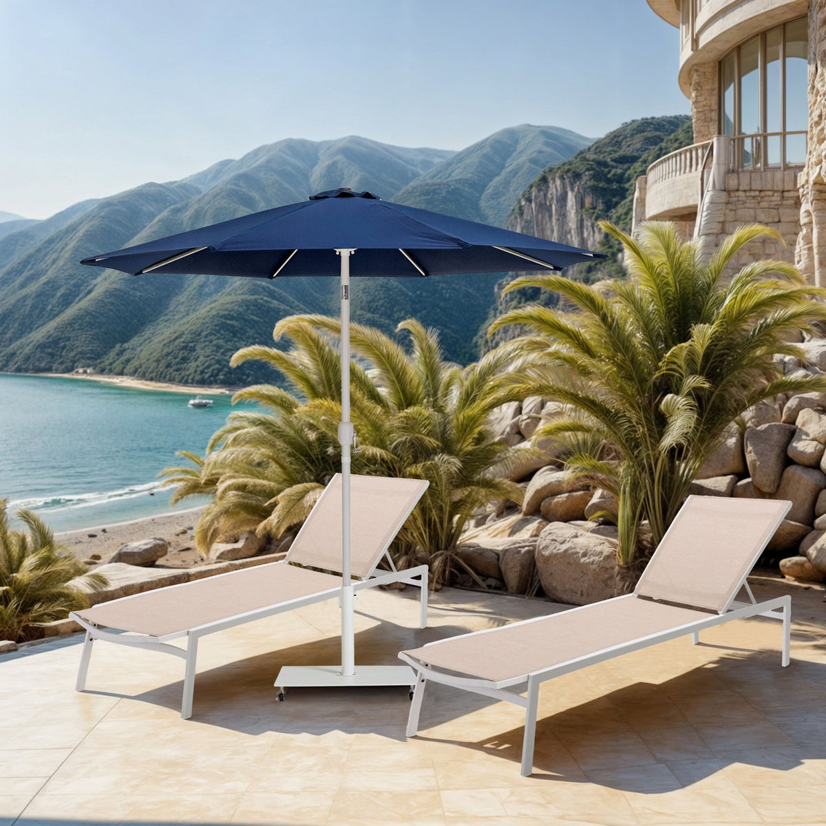 Fiji - Aluminum Patio Umbrella With Square White Base