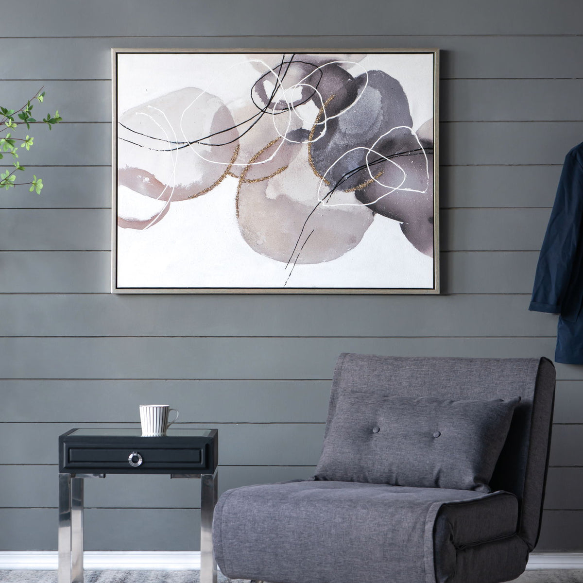 Large Modern Oil Painting, Hand Painted Abstract Watercolor Texture - Multicolor