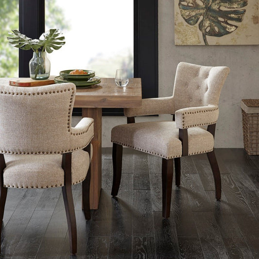 Brooklyn - Dining Arm Chair With Button Tufted Back (Set of 2) - Cream