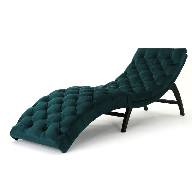 Elegant Tufted Chaise Lounge With Curved Design
