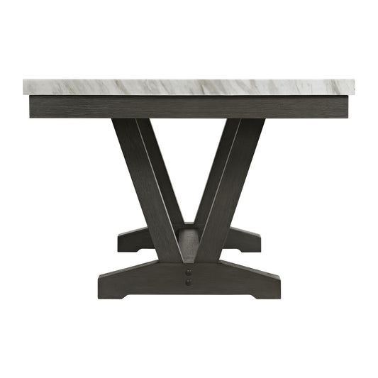 Everdeen - Dining Table With White Faux Marble Top - Charcoal