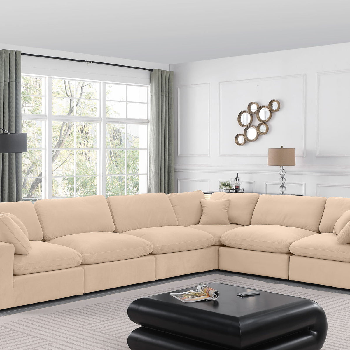 Comfy - 6 Piece Velvet Modular Corner Sectional