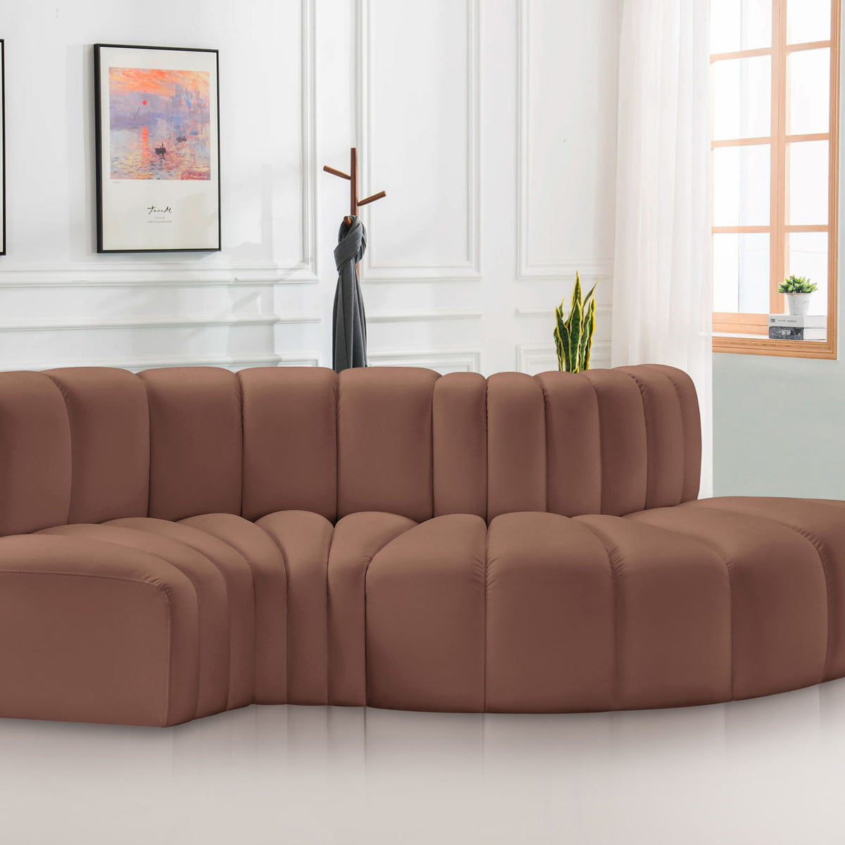 Arc - Faux Leather 4 Piece L-Shaped Modular Sofa
