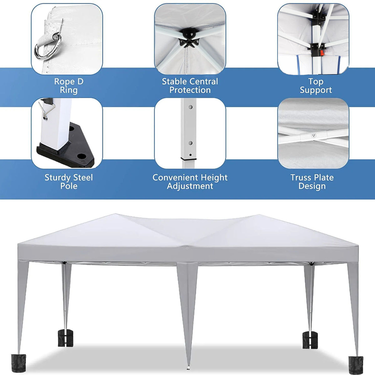 10'X20' Ez Pop Up Canopy Outdoor Portable Party Folding Tent With 6 Removable Sidewalls + Carry Bag + 4 Pieces Weight Bag