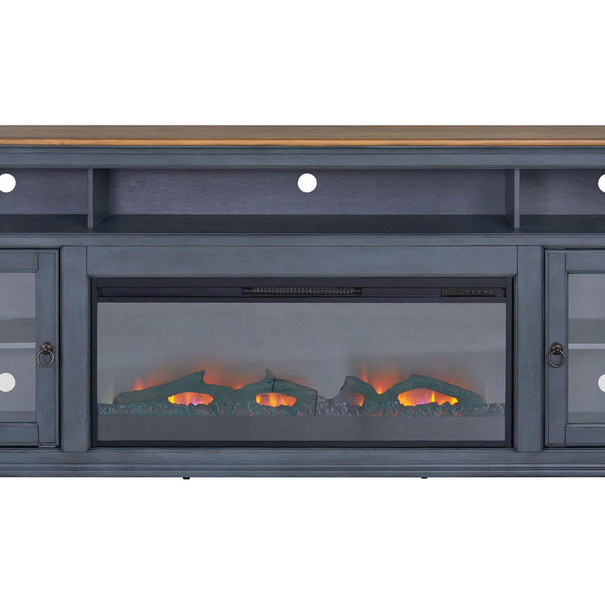 Americana - 86 In Fireplace TV Stand For TVs Up To 95" - Blue