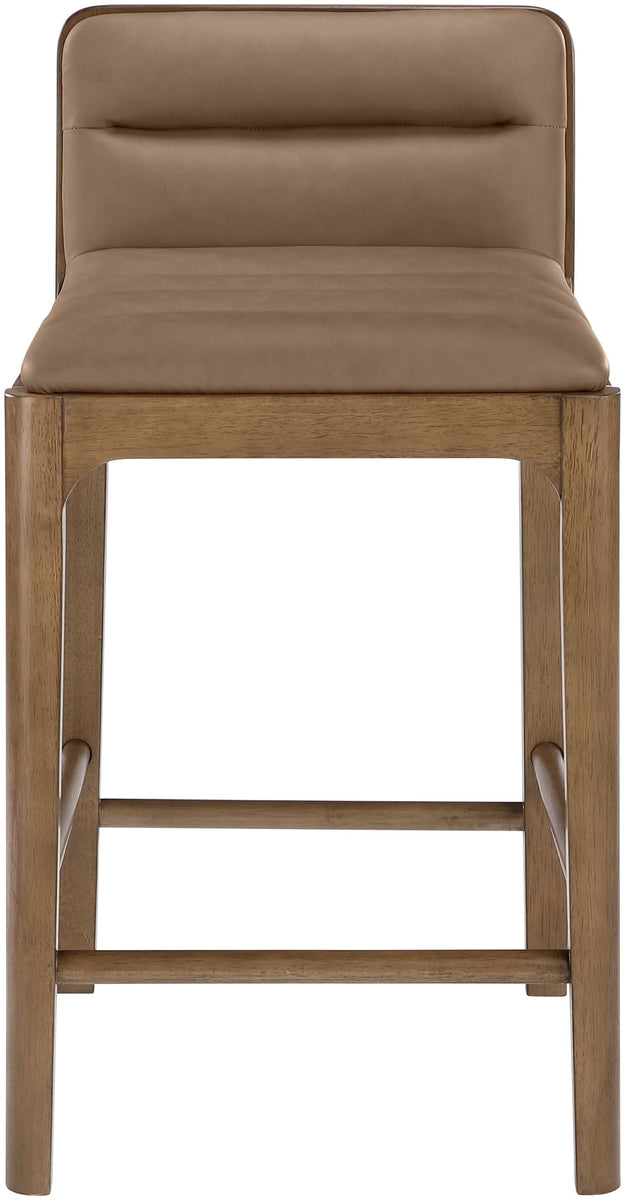 Ellis - Vegan Leather Upholstered Counter Stool (Set of 2) - Brown Base