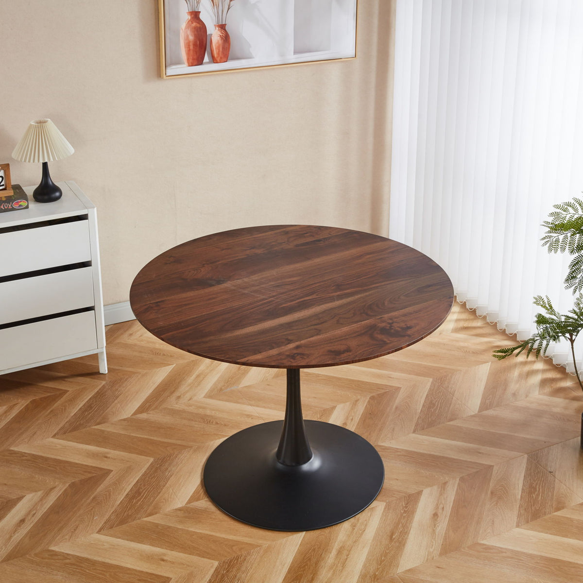 Tulip Table Mid-Century Dining Table With Round MDF Table Top, Pedestal Dining Table, End Table Leisure Coffee Table