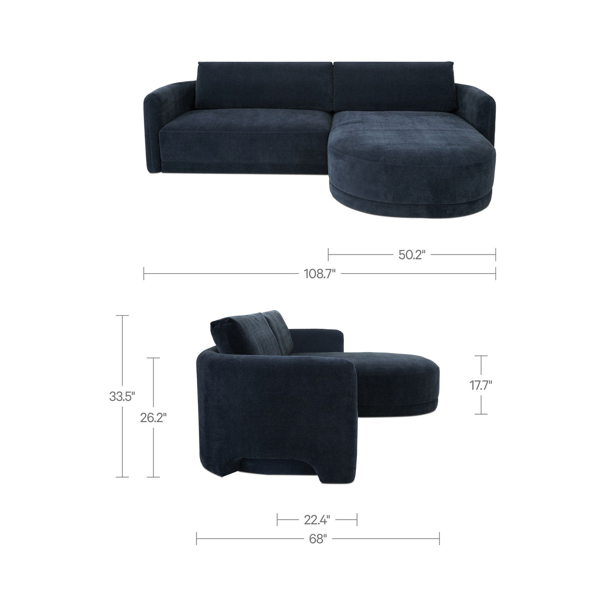 Emmy - Sectional Right - Dark Blue