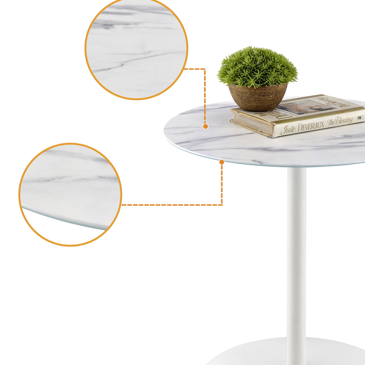 Circa - 17.5" End Table With Marble Textured Top