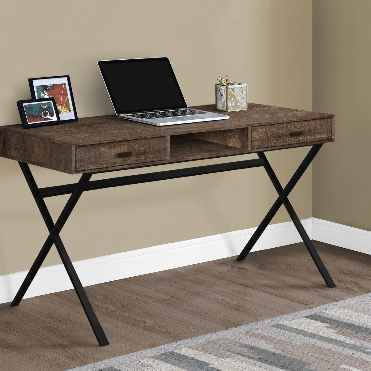 Computer Desk For Home Office, Laptop, Storage Drawers, Glossy Contemporary & Modern